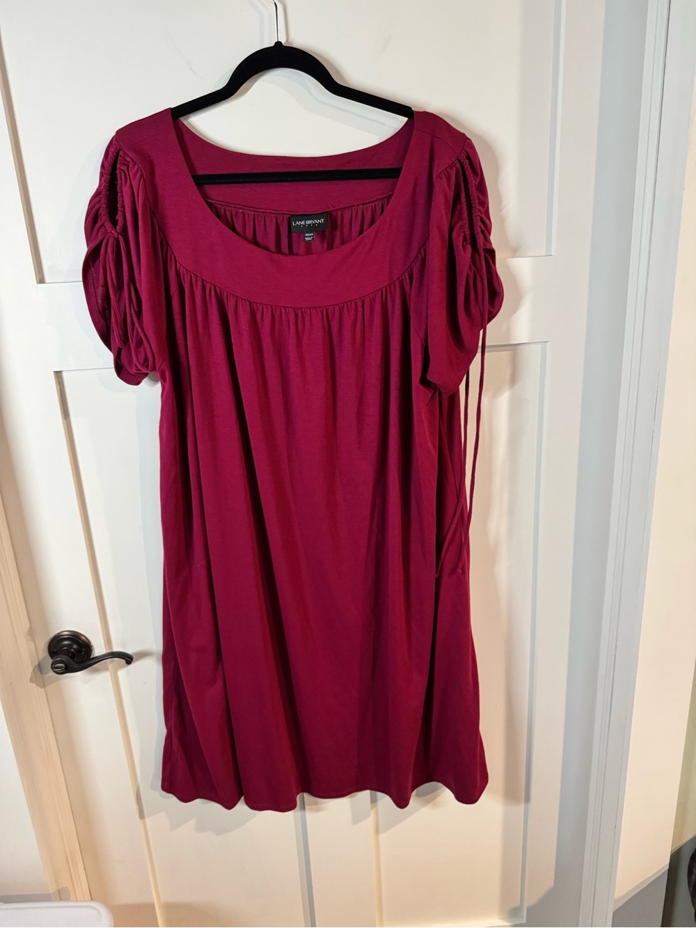 Lane Bryant Deep Fuchsia Scoop Neck dress with Gathered Tie Sleeves